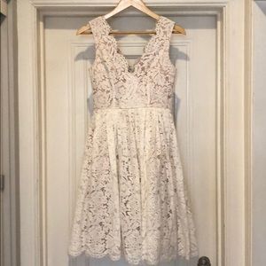 Lulu Love Swept White Lace MIDI Slater Dress.
